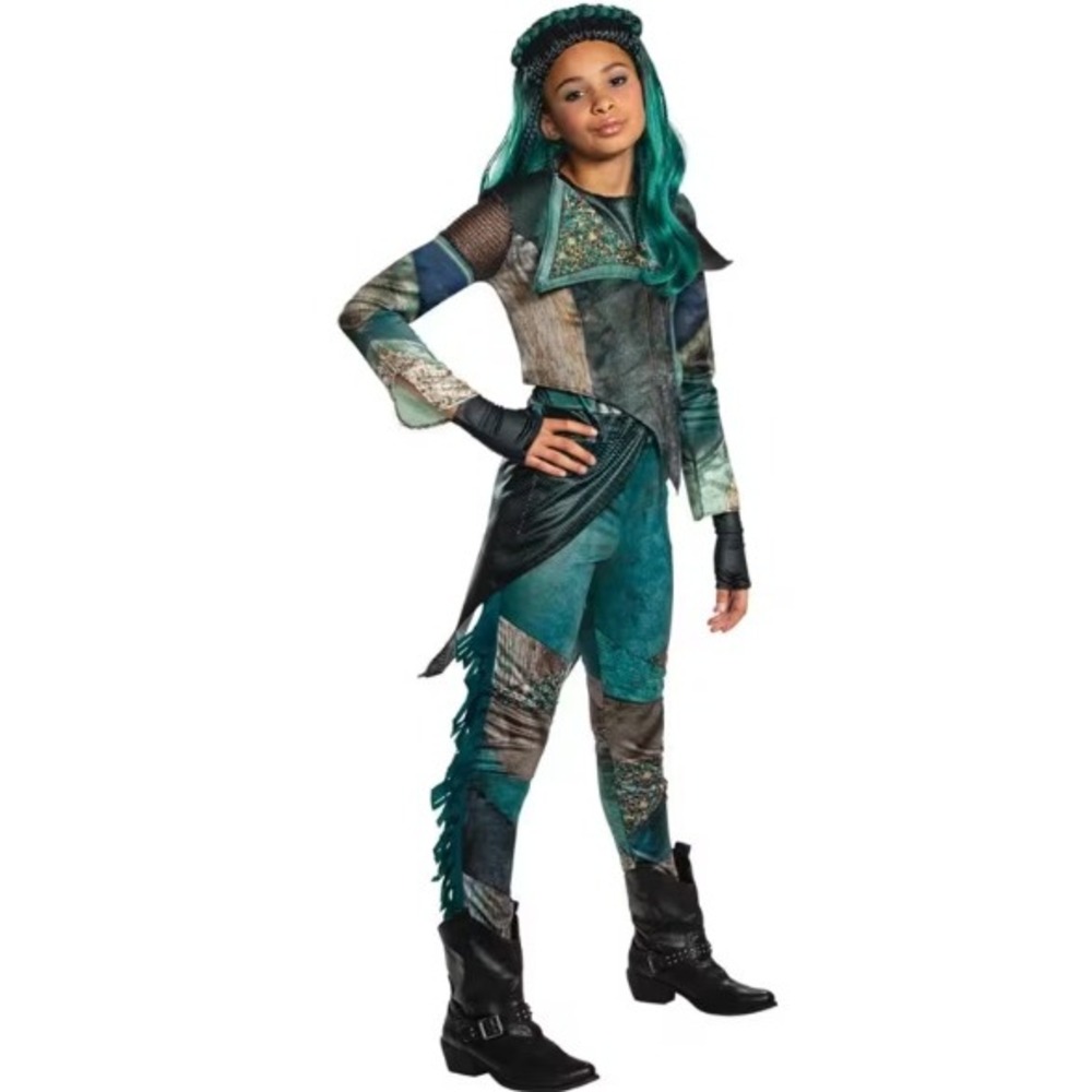 Disney Descendants 3 Uma Deluxe Costume Kids Large 10-12 Jumpsuit Jacket Gloves